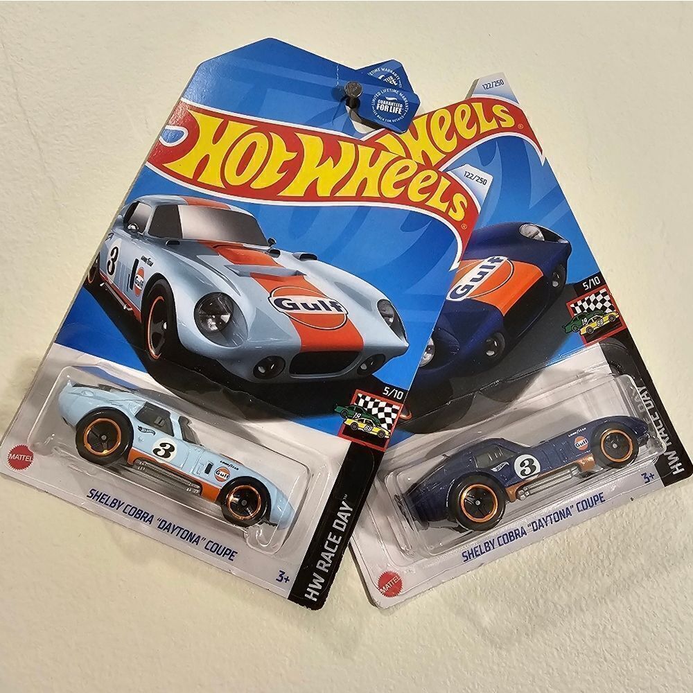 Set Of 2 Hot Wheels Shelby Cobra Daytona Coupe HW Race Day Gulf